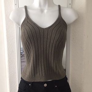 kendall and kylie army green knit tank top